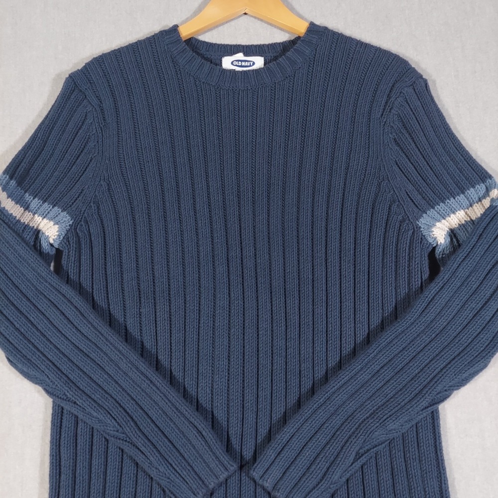 Old Navy Y2K Sweater Ribbed‎ Varsity Striped Mens XXL Preppy Grandpacore Casual - Picture 2 of 14